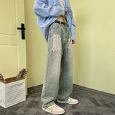 Men Jeans Hiphop Jeans Men Autumn Loose Straight Trousers